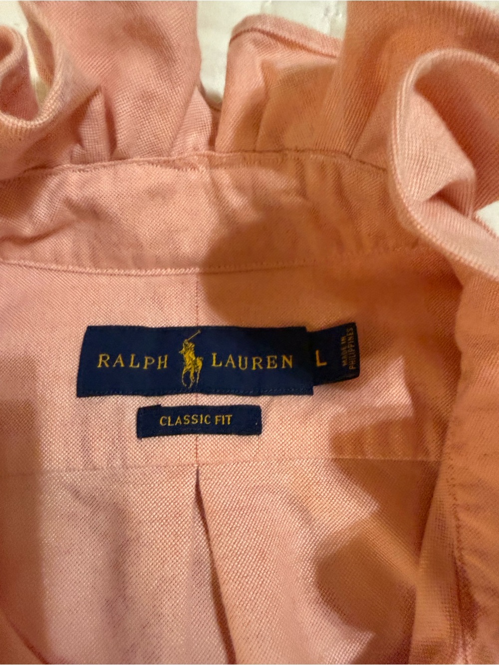 Upcycled Mens Ralph Lauren Coral Button-Down Shirt -L - Picture 8 of 8